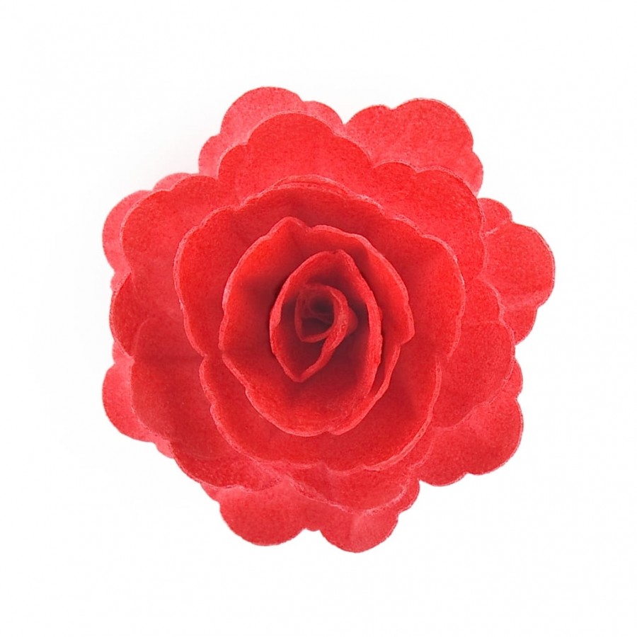 Raudona vaflinė rožė 7cm