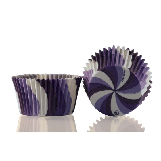 250vnt. Violetinės popierinės kepimo formelės  Swirls 50x35mm