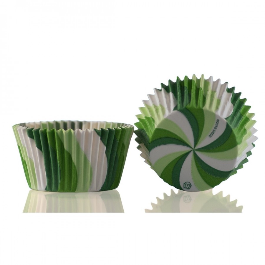 250vnt. Žalios popierinės kepimo formelės Swirls 50x35mm