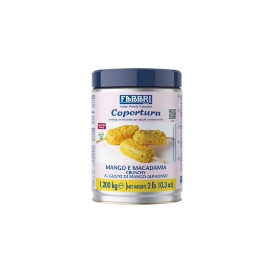 Mangų ir makadamijos riešutų traškus glaistas CRUNCHY MANGO AND MACADAMIA COATING