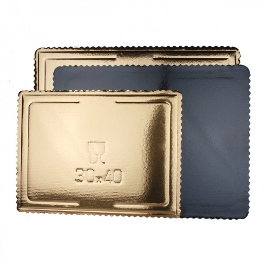 Dvipusis aukso ir juodos spalvos kartoninis trisluoksnis padėklas 30x40cm