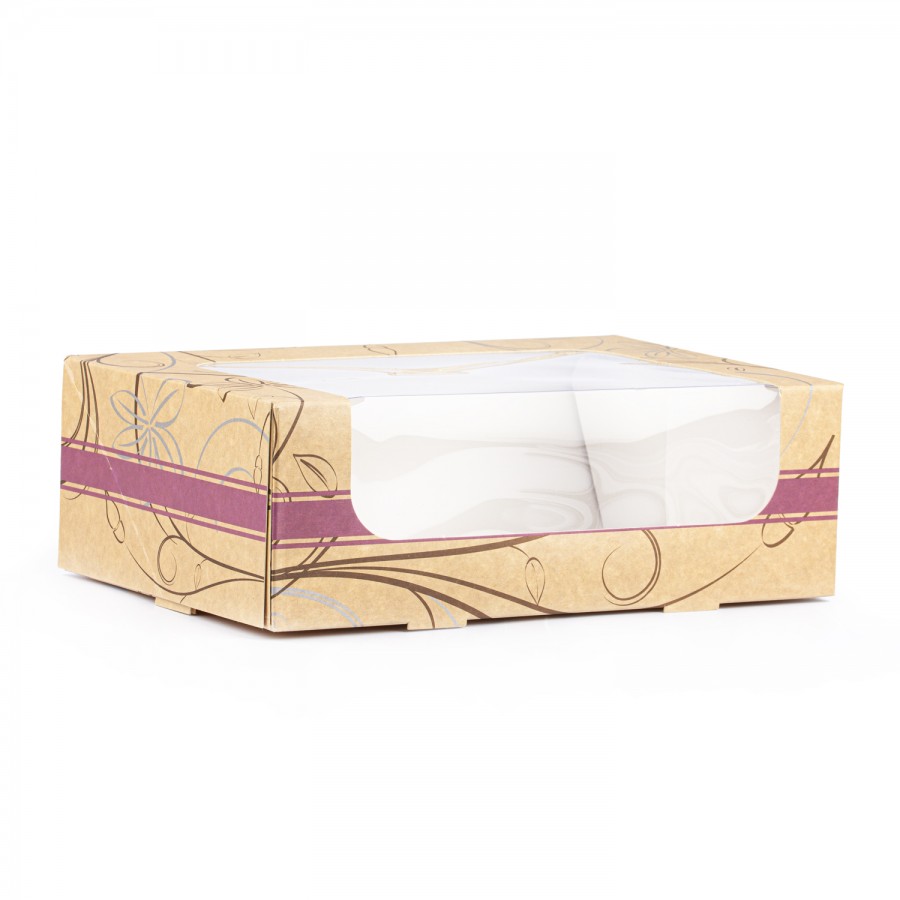 Dekoruota kartoninė dėžutė su langeliu