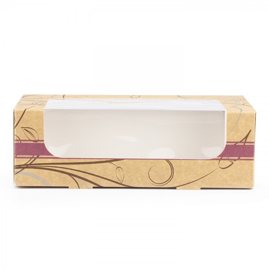 Dekoruota kartoninė dėžutė su langeliu