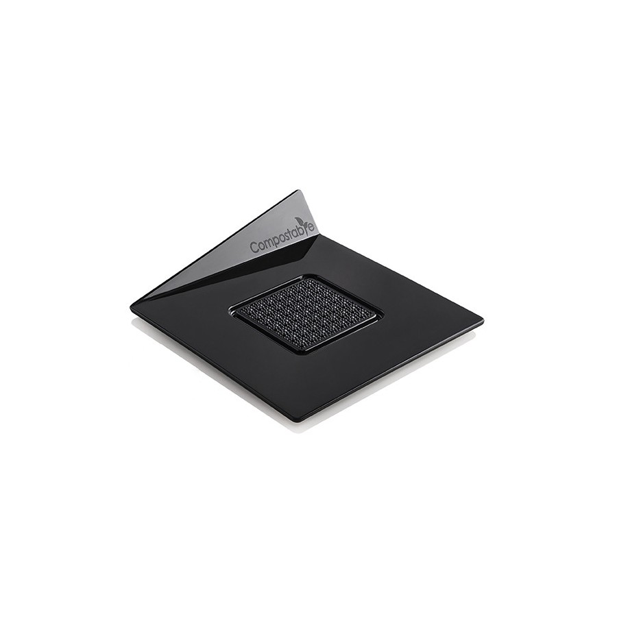 Juodos spalvos kompostuojamas padėkliukas kvadratinis 83 x 83mm