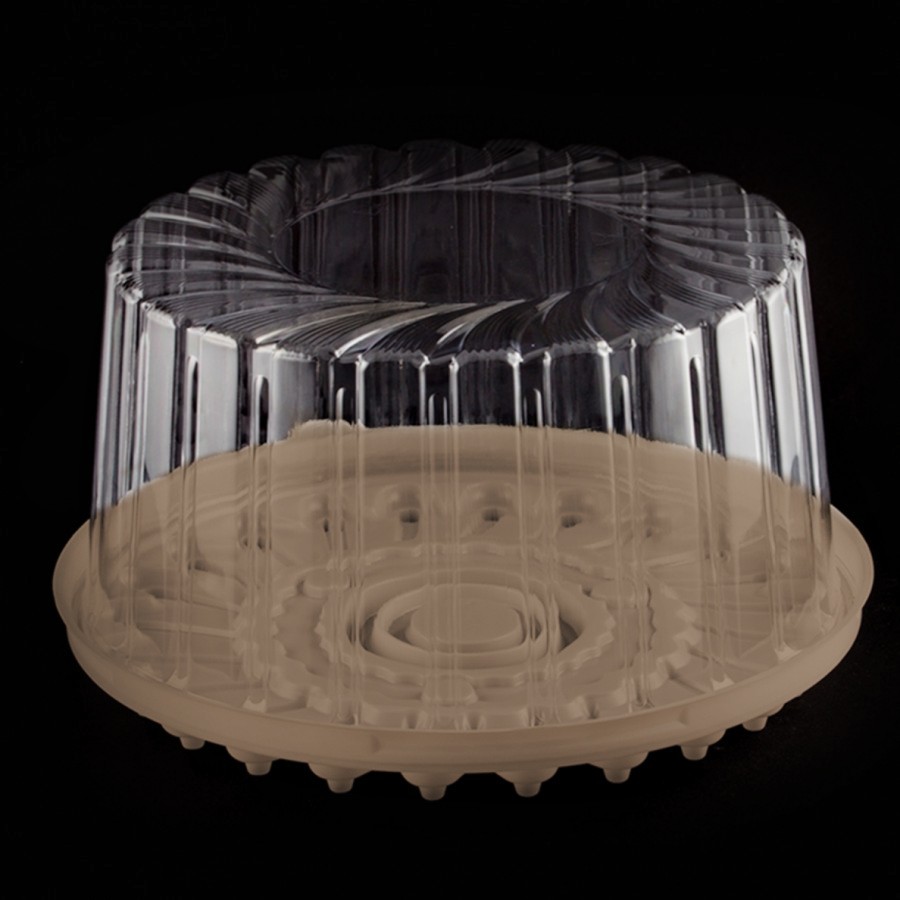 Plastikinė dėžutė tortams Ø26cm (ruda)