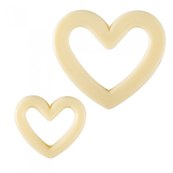 Baltas šokoladinis papuošimas Širdis 4 - 6,5 cm