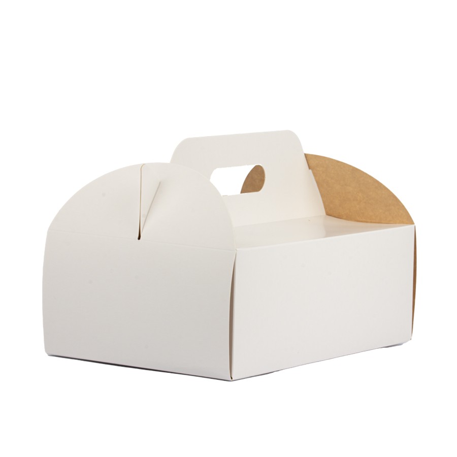 300x200x110mm Balta kartoninė dėžutė  su rankena