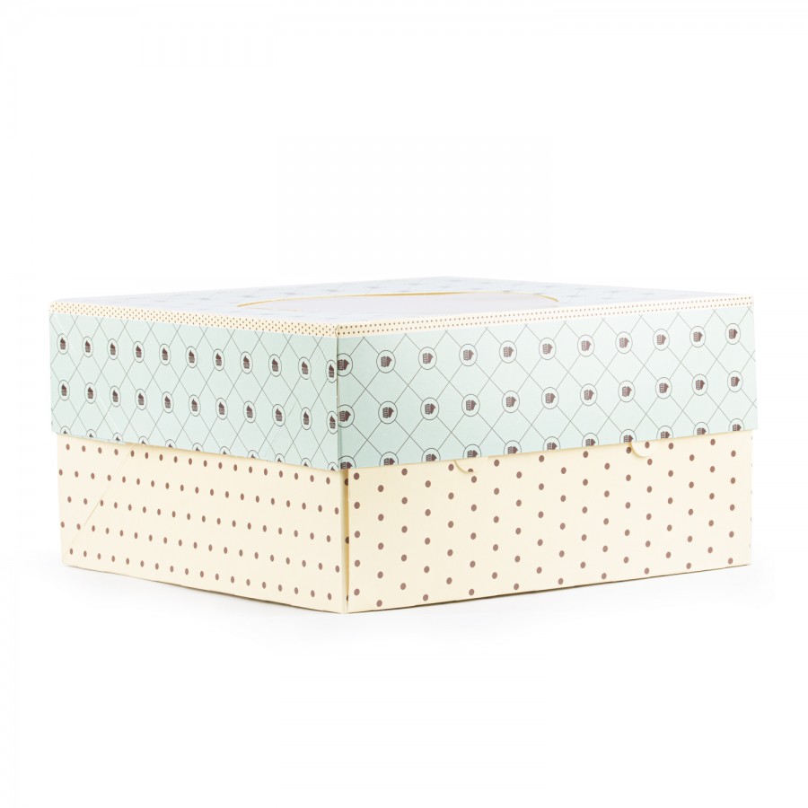 Dekoruota dėžutė tortams su langeliu, 320x320x140mm