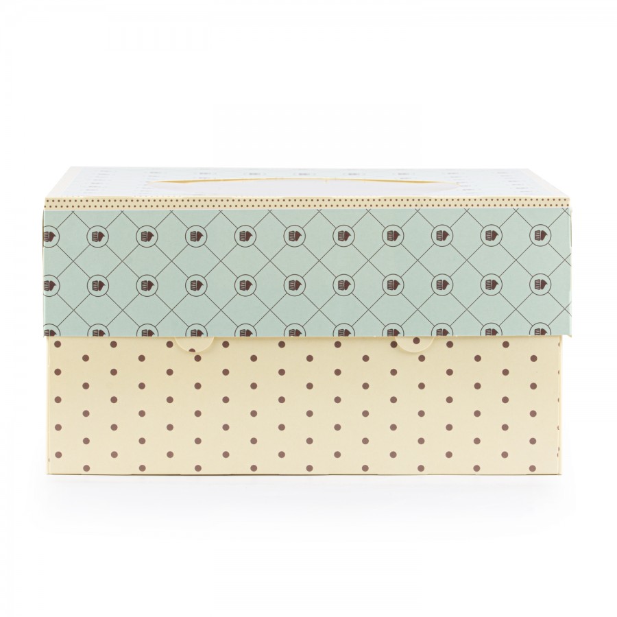 Dekoruota dėžutė tortams su langeliu, 320x320x140mm