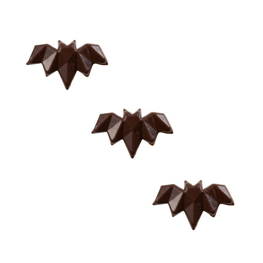 5,3x3,5 cm. Juodojo šokolado papuošimas "Šikšnosparniai"