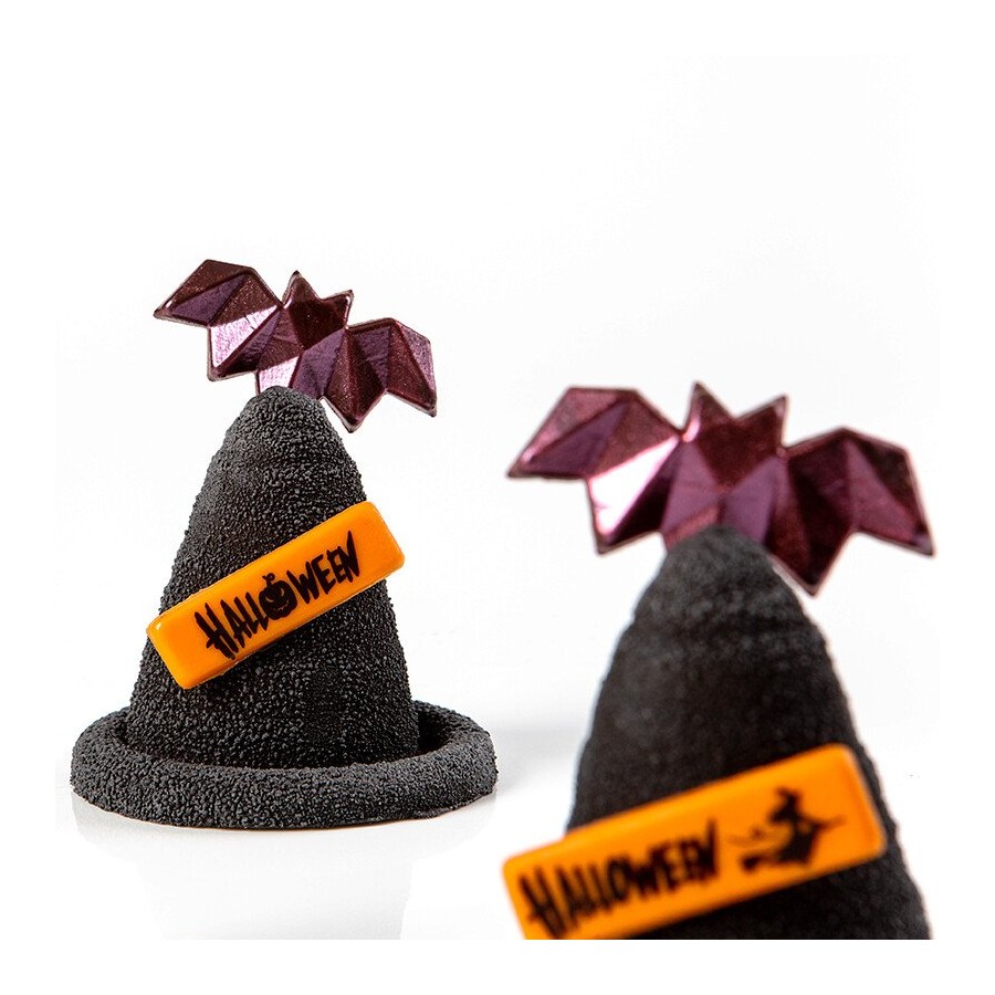 5,3x3,5 cm. Juodojo šokolado papuošimas "Šikšnosparniai"