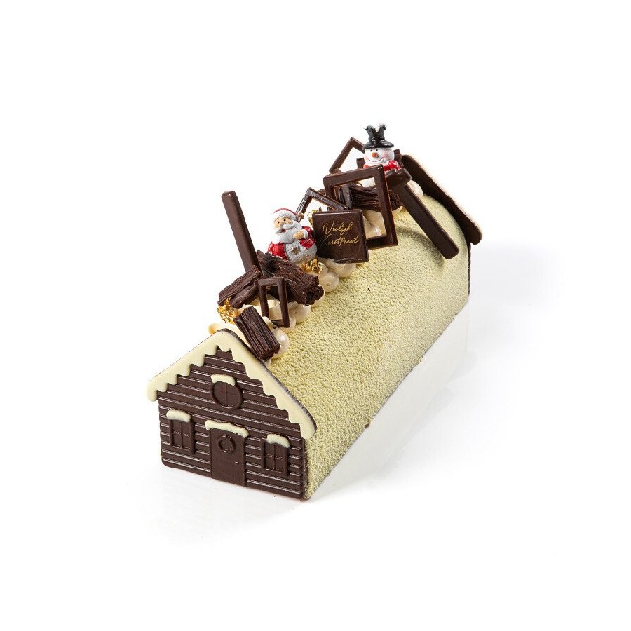 9 x 8,5 cm. Šokoladinis papuošimas RĄSTINIS NAMELIS