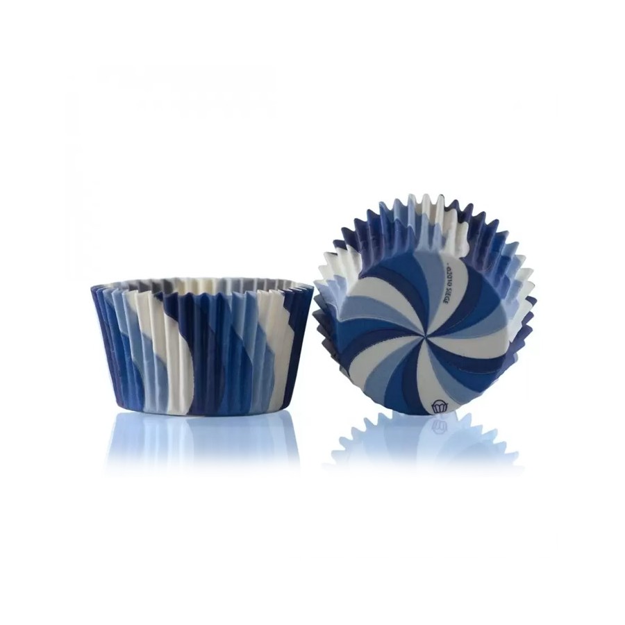 50x35 mm Mėlynos popierinės kepimo formelės  SWIRLS