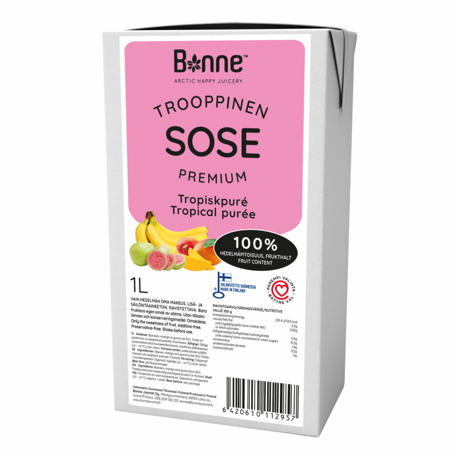 ATOGRĄŽŲ VAISŲ tyrė Bonne Premium 100 % (Tropical puree)