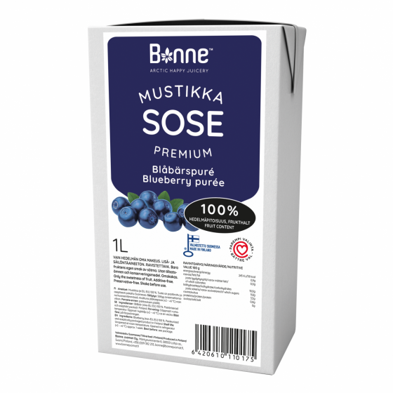 MĖLYNIŲ tyrė Bonne Premium 100 % (Blueberry puree)